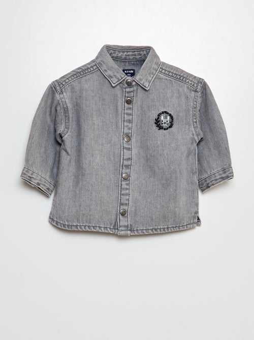 Spijkerblouse met geborduurd konijntje - Kiabi