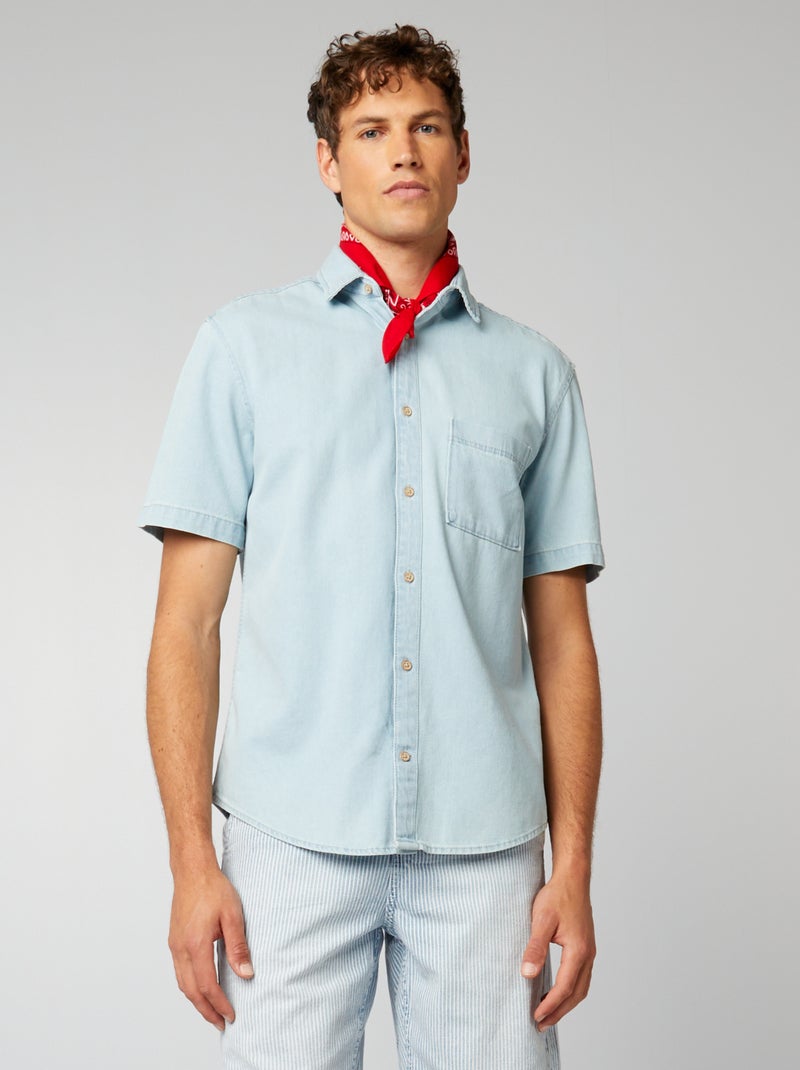 Spijkerblouse met korte mouw BLAUW - Kiabi