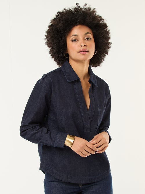 Spijkerblouse met lange mouw - Kiabi