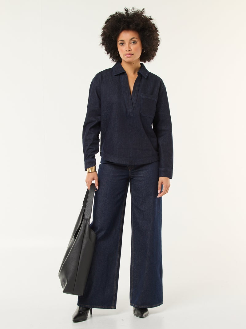 Spijkerblouse met lange mouw Blauw - Kiabi