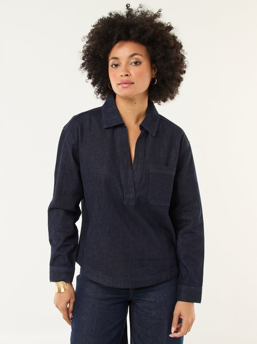 Spijkerblouse met lange mouw - Kiabi