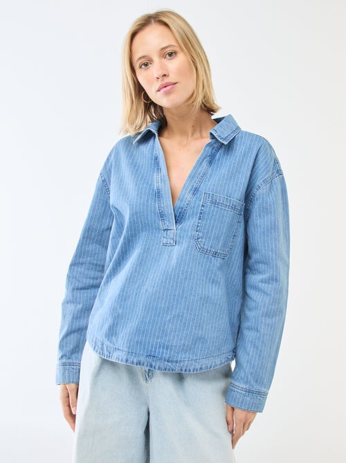 Spijkerblouse met lange mouw - Kiabi