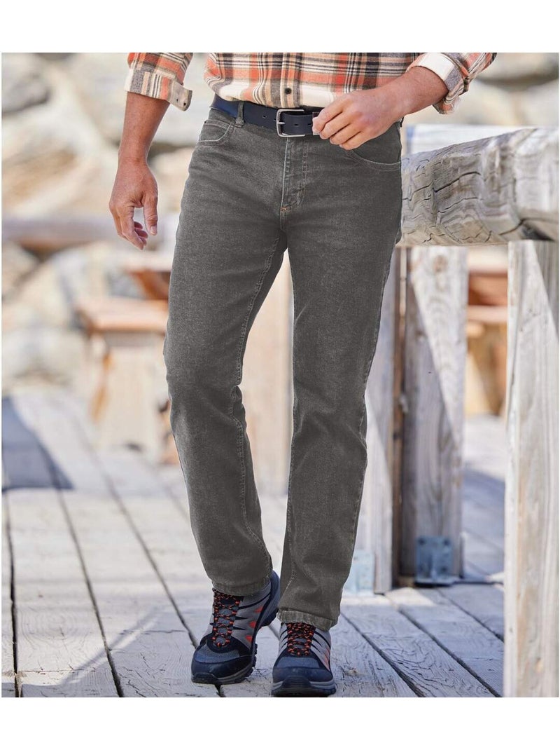 Spijkerbroek met half-elastische tailleband - atlas for men Grijs - Kiabi