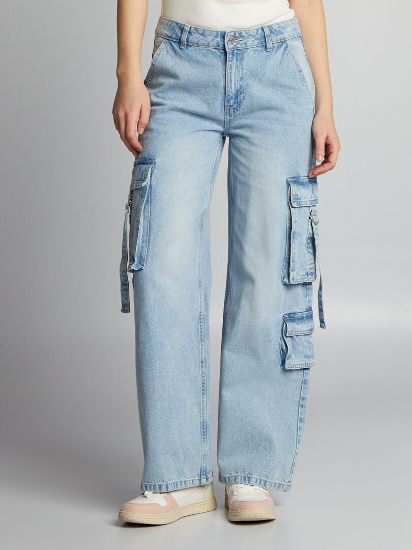 Spijkerbroek met zakken en lintjes BLAUW Kiabi 25.00€