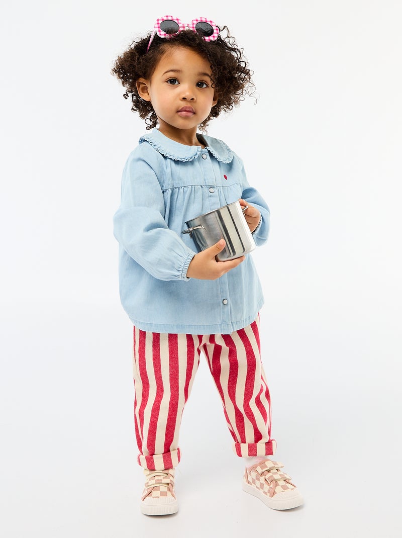 Spijkerhemdje met geborduurd hartje BLAUW - Kiabi