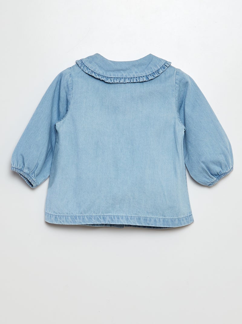 Spijkerhemdje met geborduurd hartje BLAUW - Kiabi