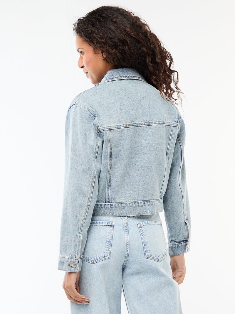 Spijkerjas met klepzakken Blauw - Kiabi