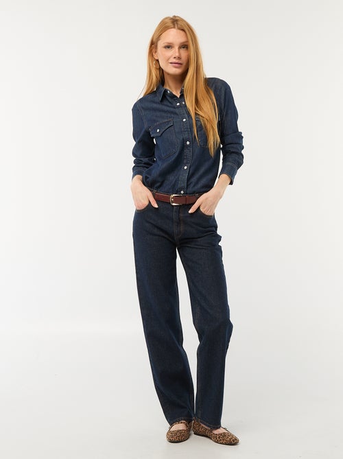 Spijkeroverhemd met 2 opgestikte borstzakjes met klepje - Kiabi