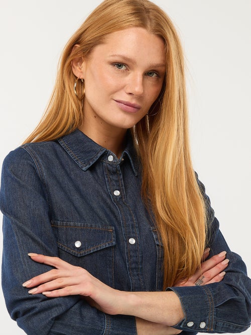 Spijkeroverhemd met 2 opgestikte borstzakjes met klepje - Kiabi