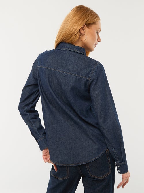 Spijkeroverhemd met 2 opgestikte borstzakjes met klepje - Kiabi