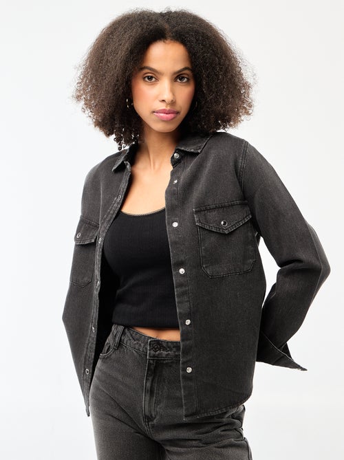 Spijkeroverhemd met 2 opgestikte borstzakjes met klepje - Kiabi