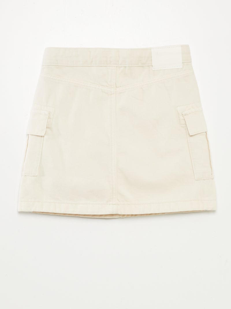 Spijkerrok met zakken met klepje WIT - Kiabi