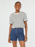 Spijkershort met hoge taille BLAUW - Kiabi