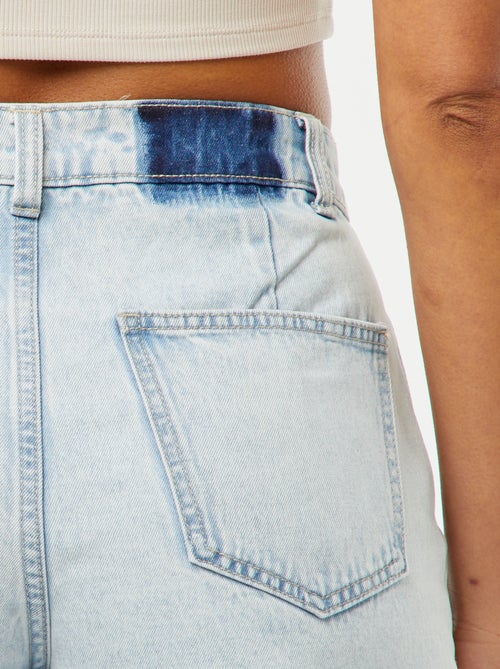 Spijkershort met hoge taille en 4 opgestikte zakken - Kiabi