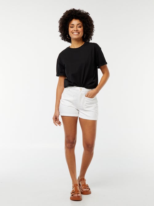 Spijkershort met hoge taille en 4 opgestikte zakken - Kiabi