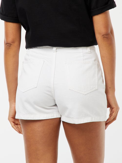 Spijkershort met hoge taille en 4 opgestikte zakken - Kiabi