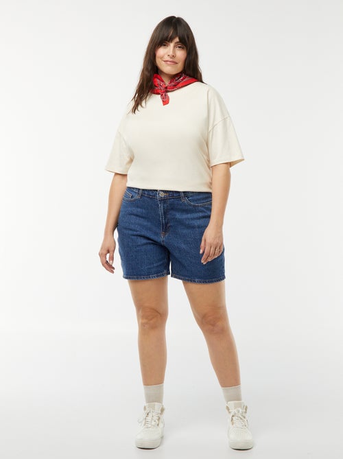 Spijkershort met hoge taille en 5 zakken - Kiabi