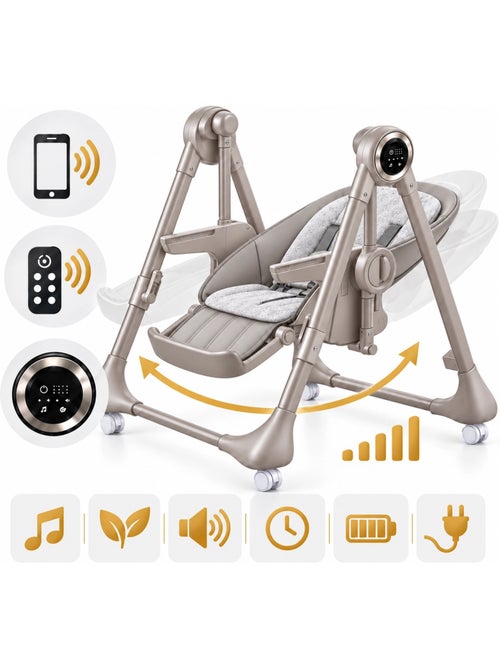 SPLITY Multifonction 3 en 1, chaise haute, transat, balancelle electrique - Kiabi SPLITY Multifonction 3 en 1, chaise haute, transat, balancelle electrique - Kiabi
