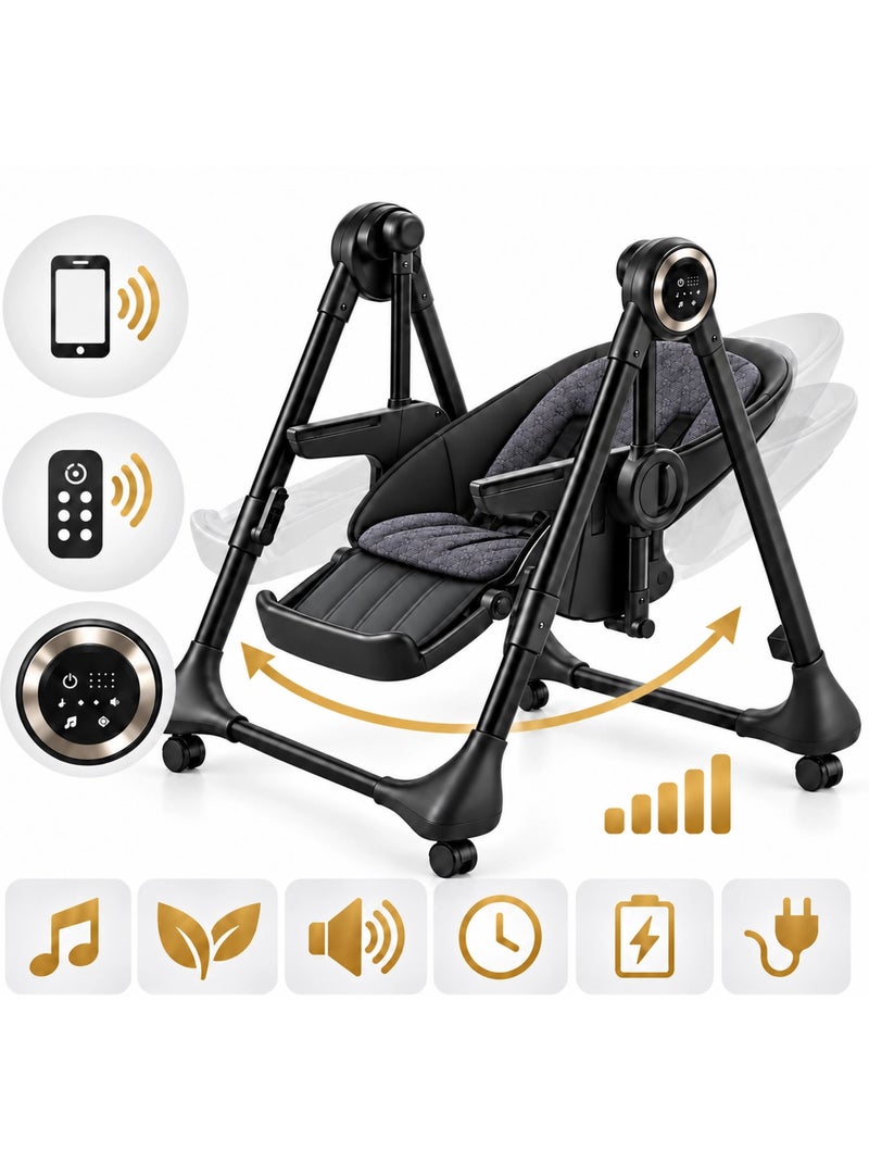SPLITY Multifunctioneel 3-in-1, kinderstoel, transat, elektrische schommelstoel Antracietgrijs - Kiabi
