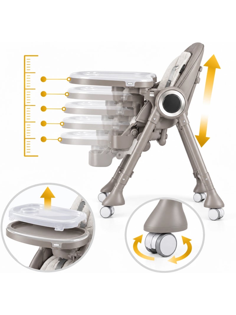 SPLITY Multifunctioneel 3-in-1, kinderstoel, transat, elektrische schommelstoel Beige - Kiabi