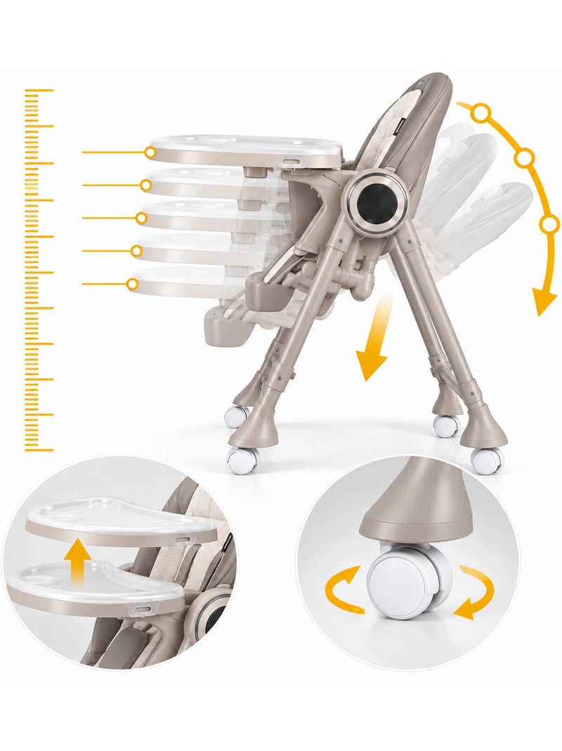 SPLITY Multifunctioneel 3-in-1, kinderstoel, transat, elektrische schommelstoel Beige - Kiabi