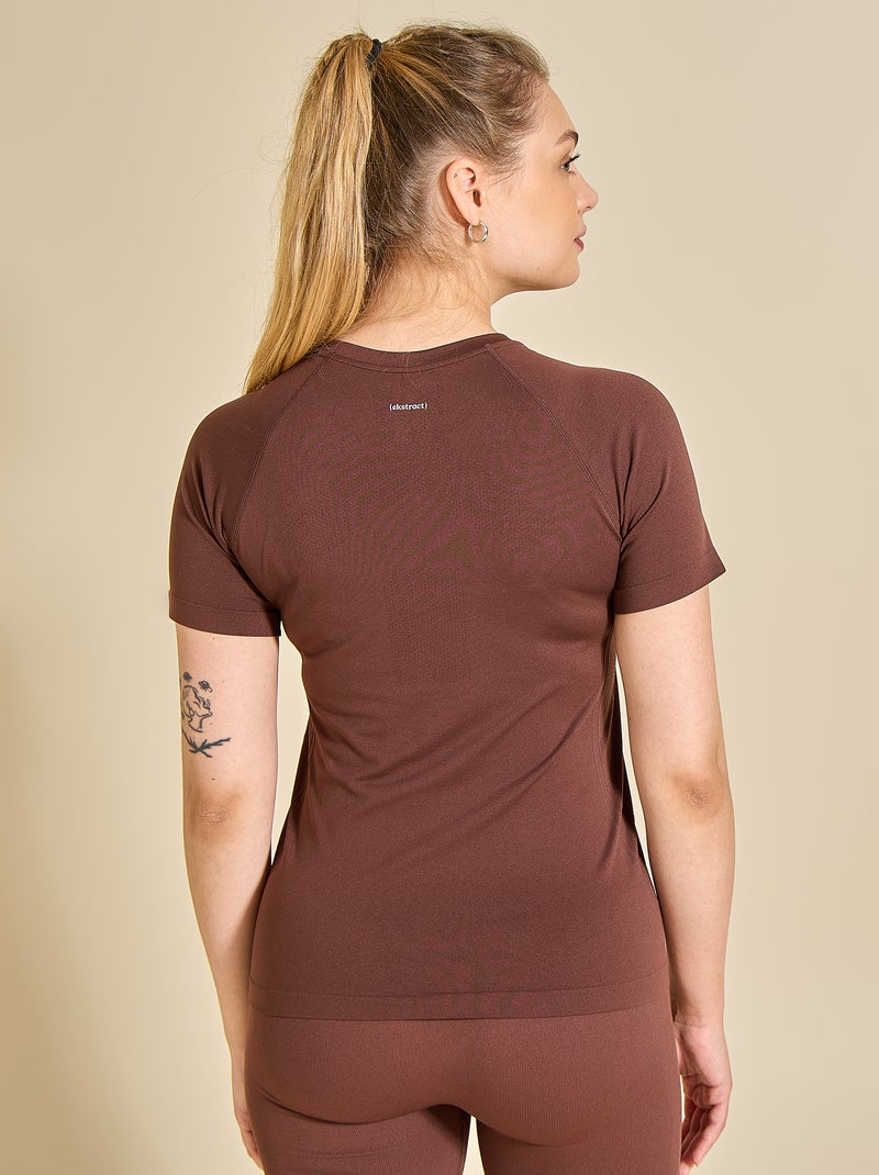 Sport T-shirt met tweedehuid-effect - (ekstract) Bruin - Kiabi