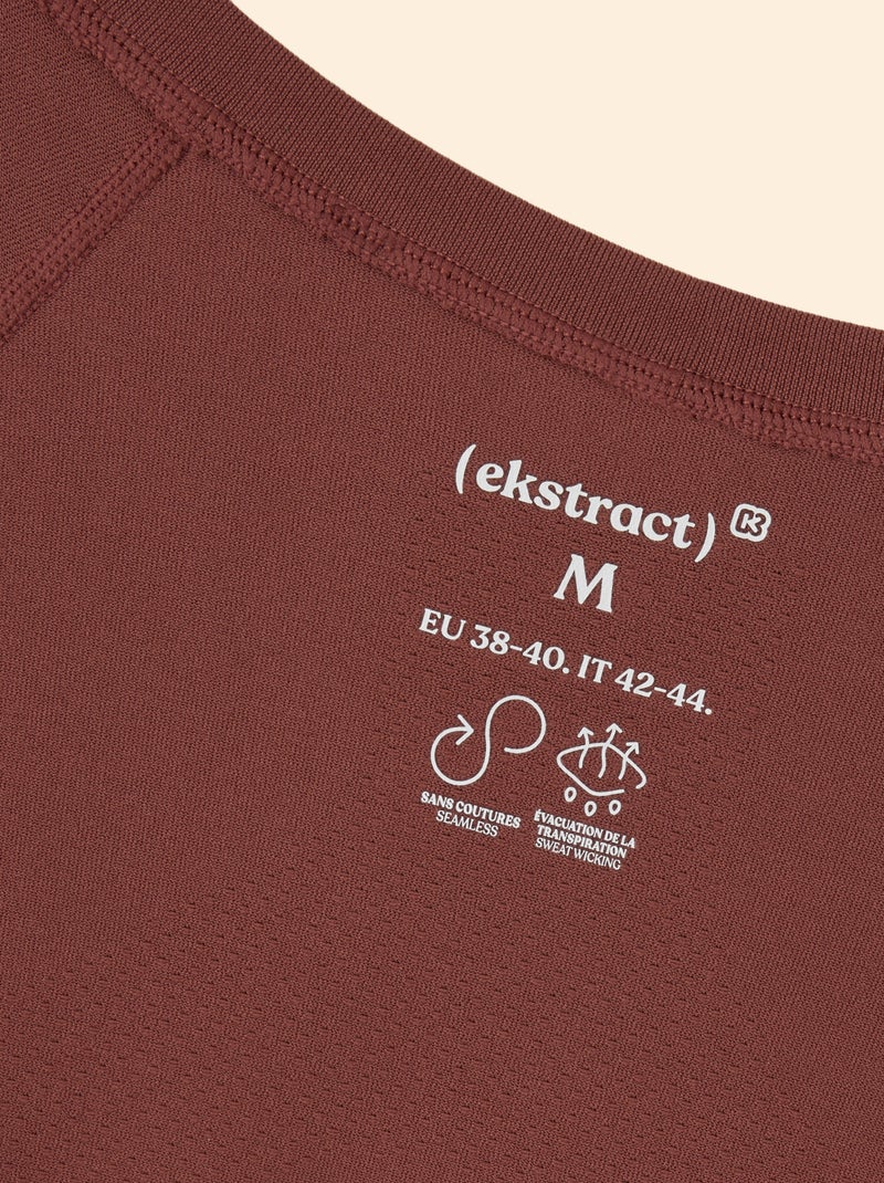 Sport T-shirt met tweedehuid-effect - (ekstract) Bruin - Kiabi