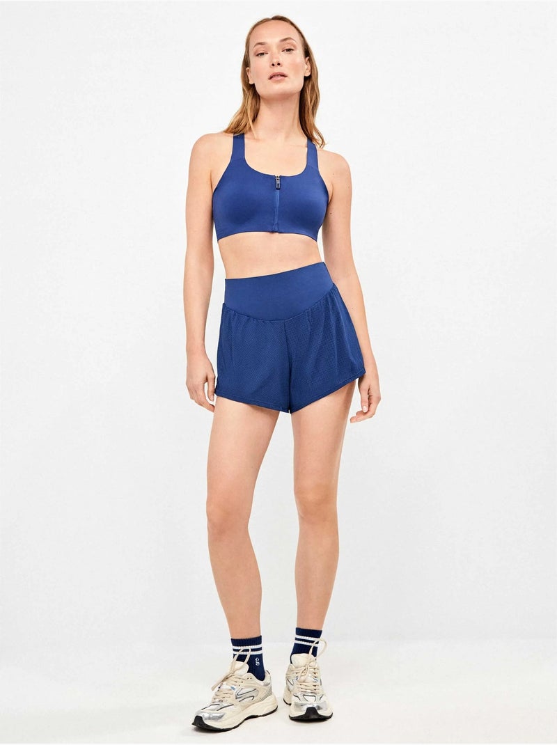 Sportbeha met hoge ondersteuning voorrits Marineblauw - Kiabi