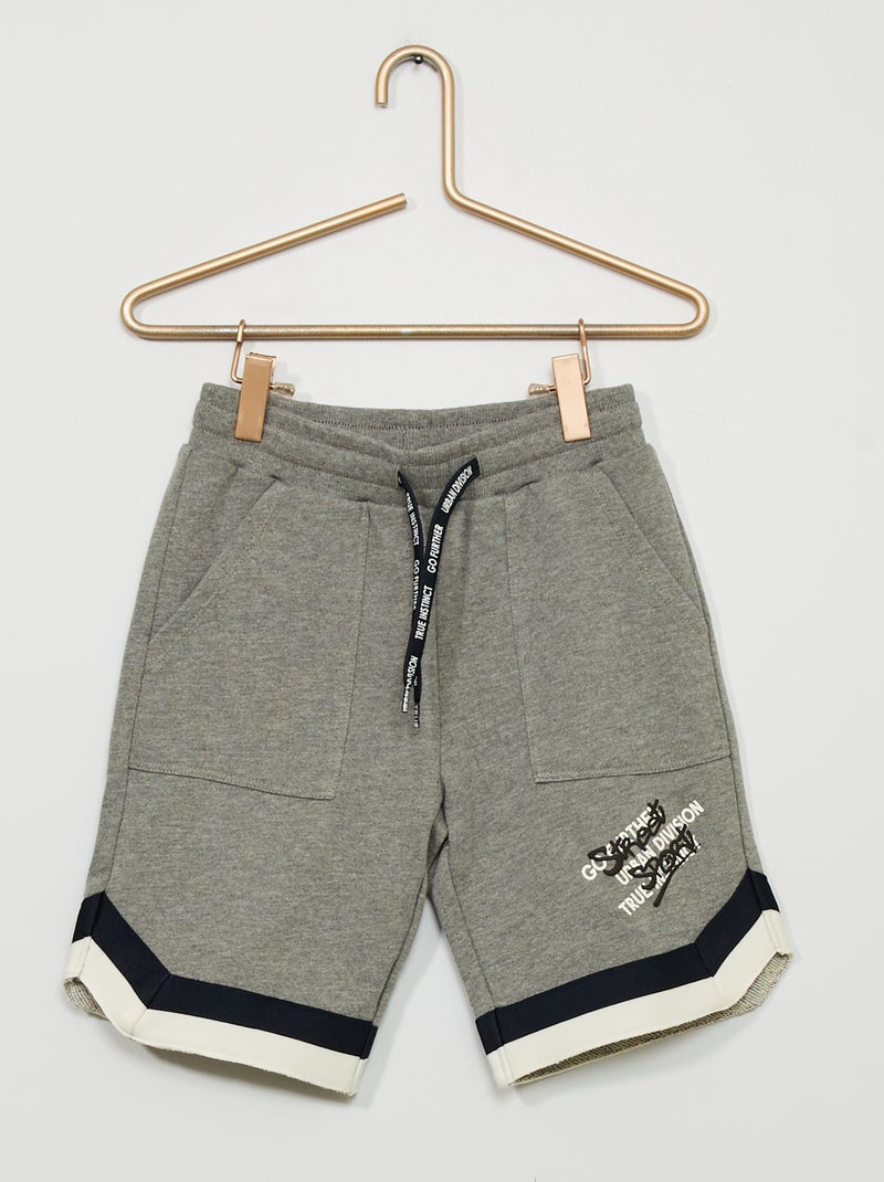Sportbermuda van joggingstof GRIJS - Kiabi