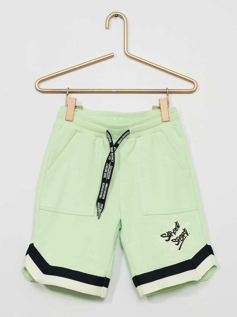 Sportbermuda van joggingstof GROEN - Kiabi
