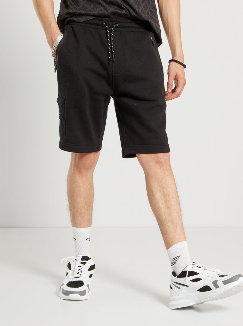 Sportbermuda van joggingstof ZWART - Kiabi