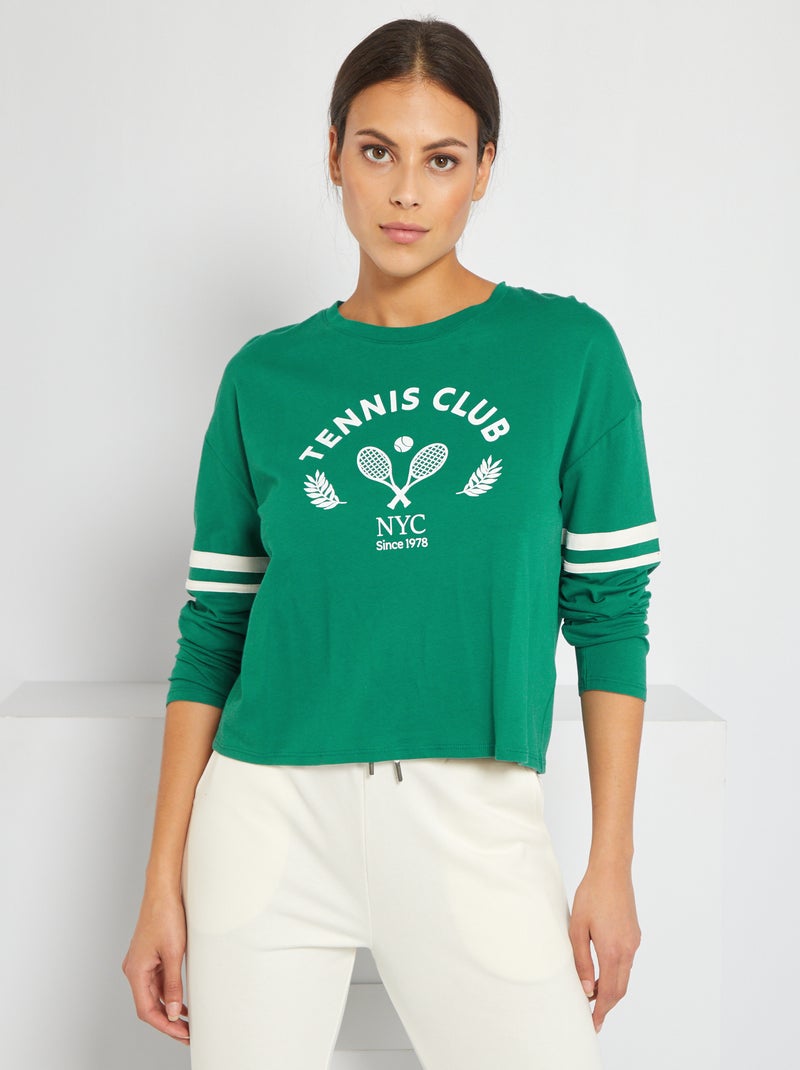 Sportief T-shirt met ronde hals GROEN - Kiabi