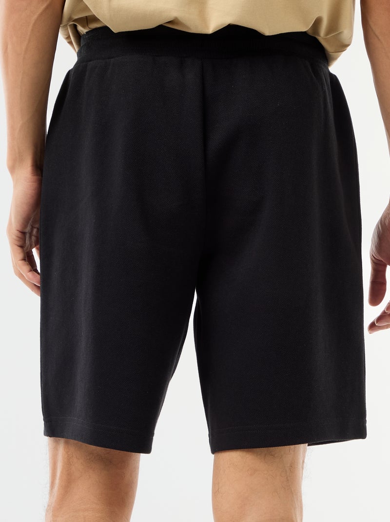 Sportieve bermuda van piqué breisel Zwart - Kiabi