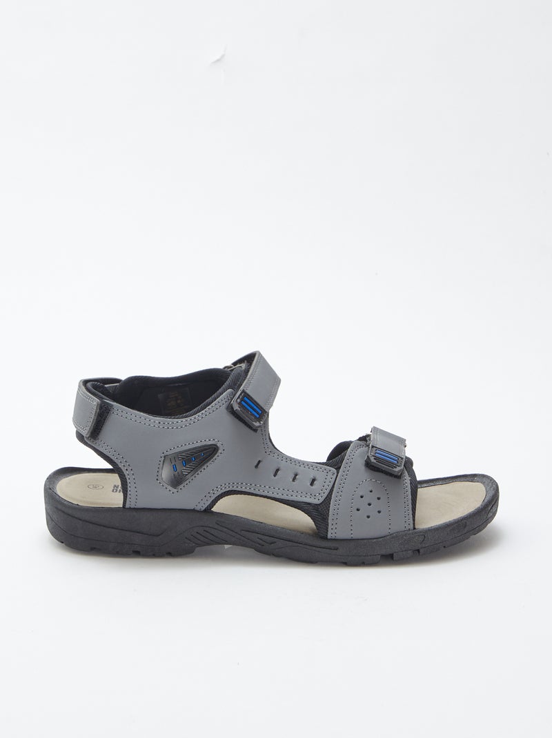 Sportieve sandalen met klittenband GRIJS - Kiabi