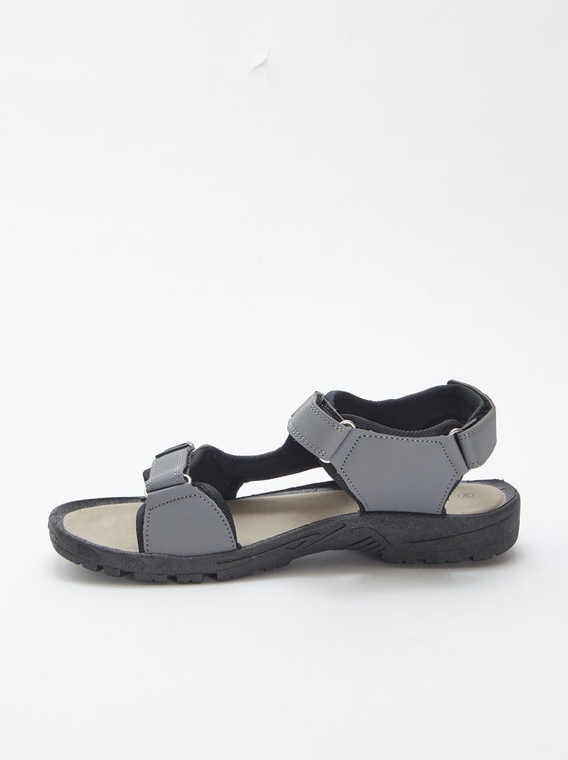 Sportieve sandalen met klittenband GRIJS - Kiabi