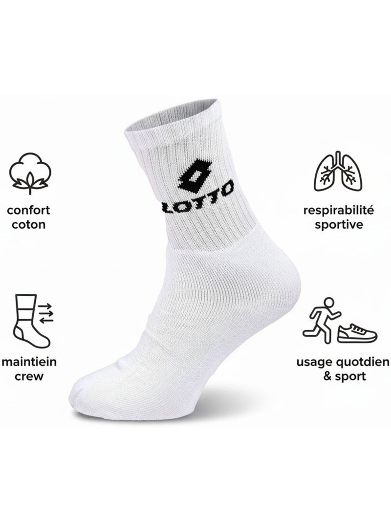 Sportieve sokken lotto crew - set van 6 paar Wit - Kiabi
