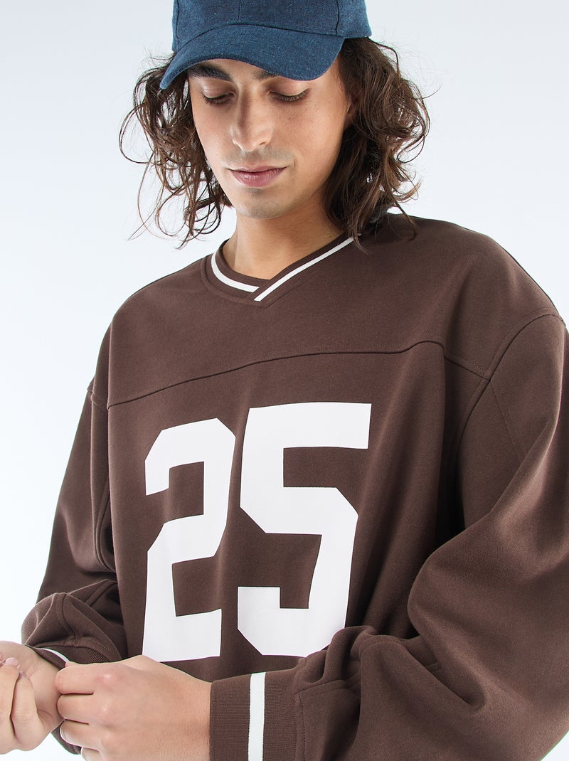 Sportieve sweater van french terry Bruin - Kiabi