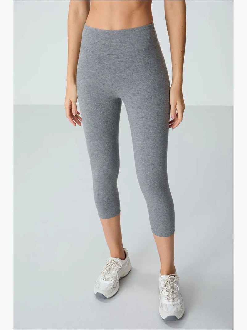 Sportlegging capri met hoge taille tommy Zwart Grijs - Kiabi