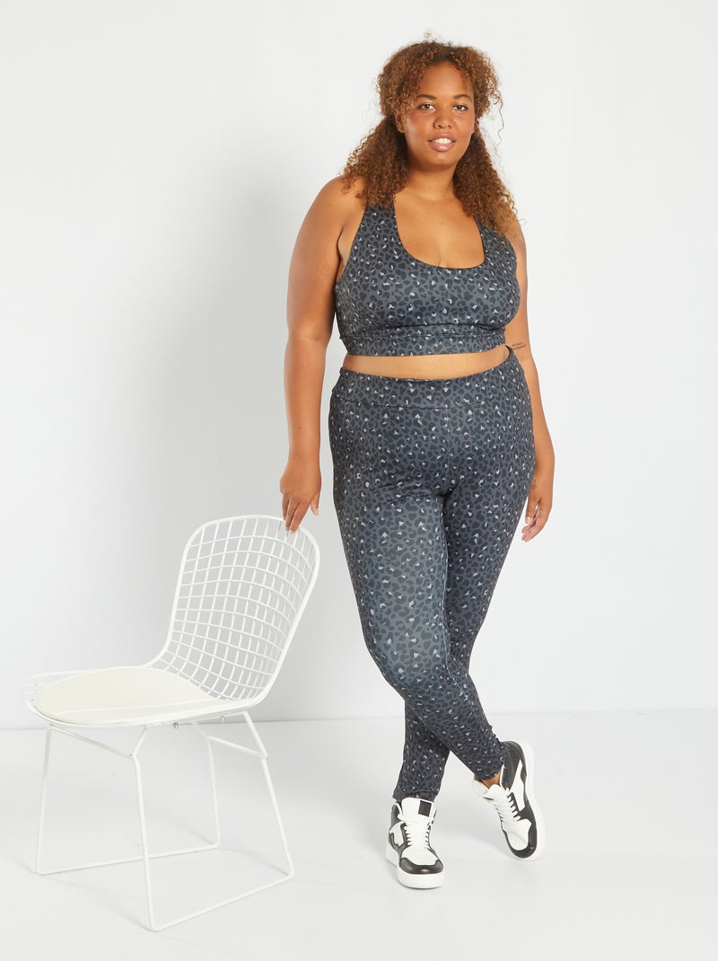 Sportlegging met luipaardmotief GRIJS - Kiabi