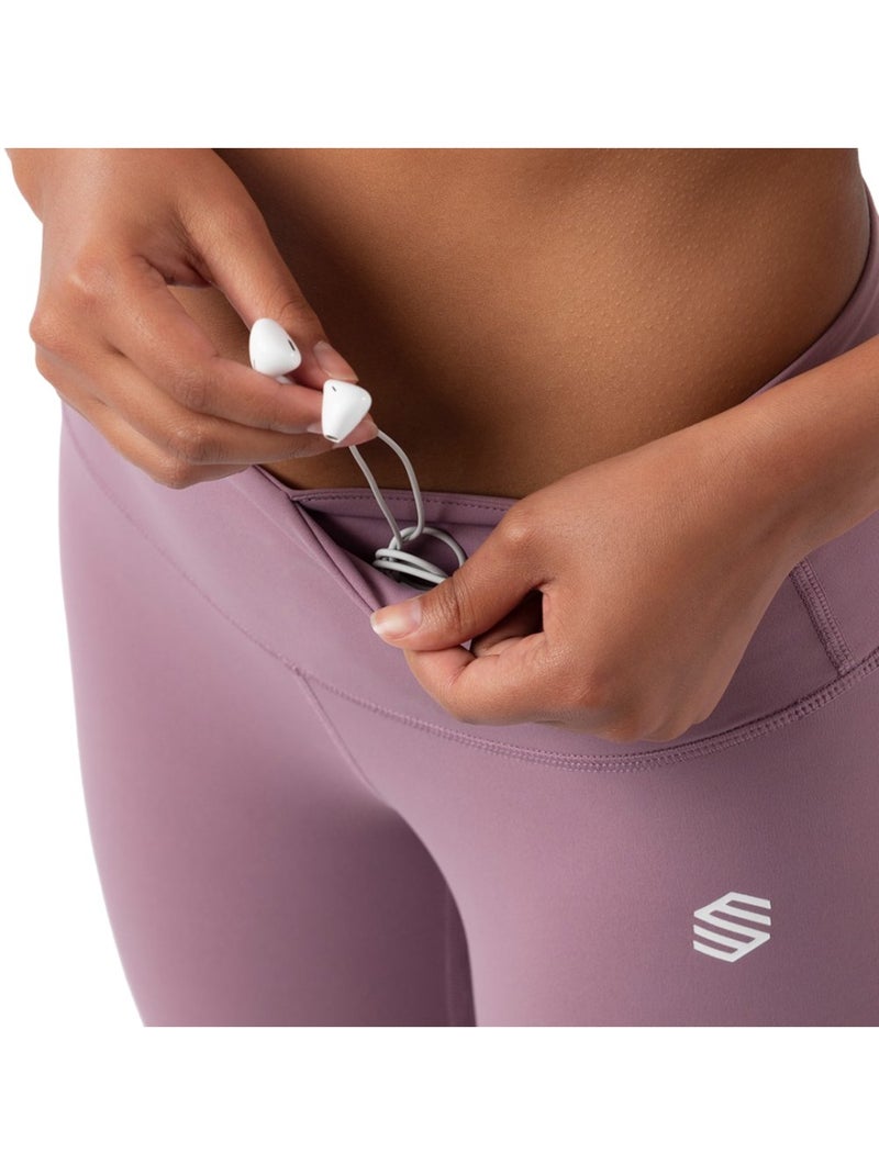 Sportlegging met middelhoge taille Mauve - Kiabi