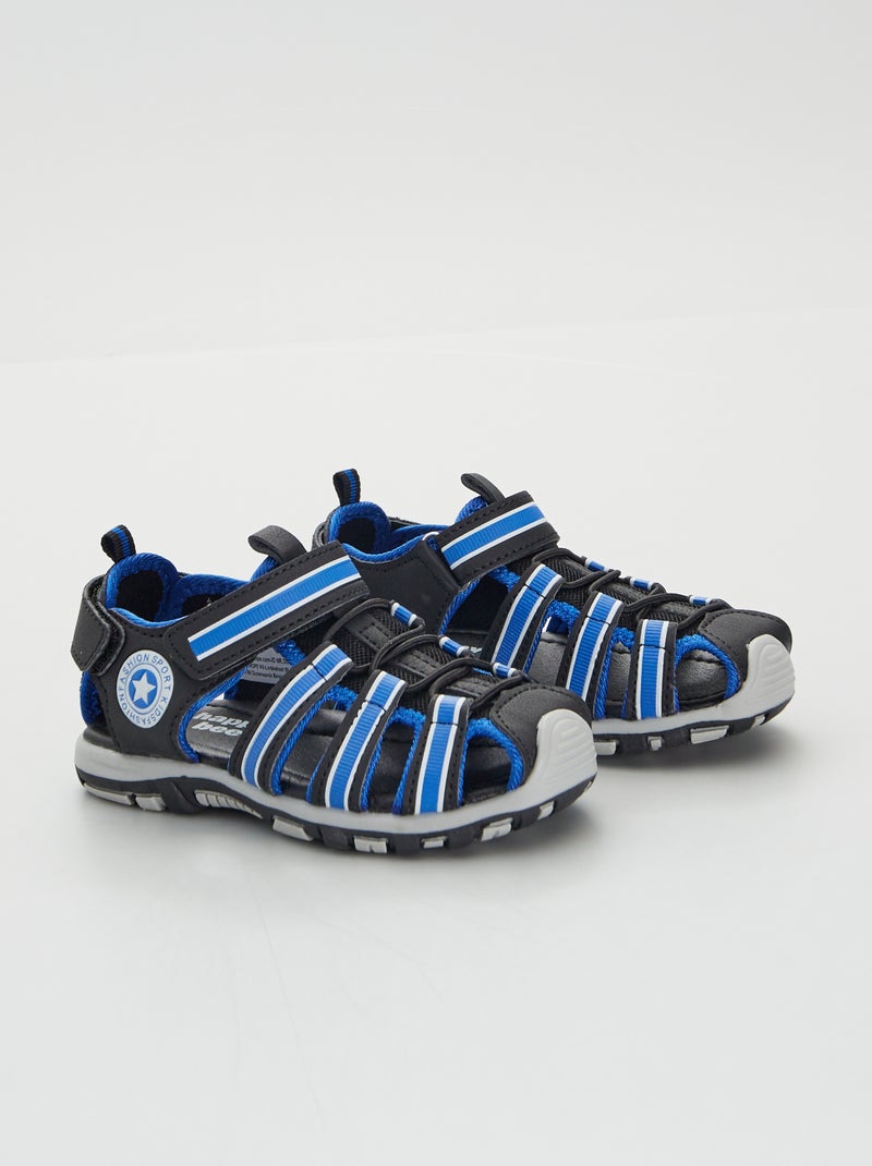 Sportsandalen met klittenbanden ZWART - Kiabi