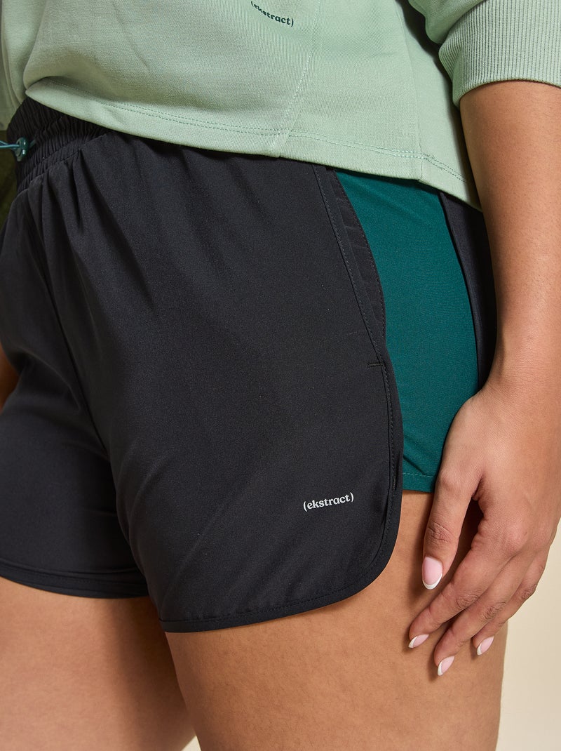 Sportshort met colourblock - (ekstract) Zwart - Kiabi