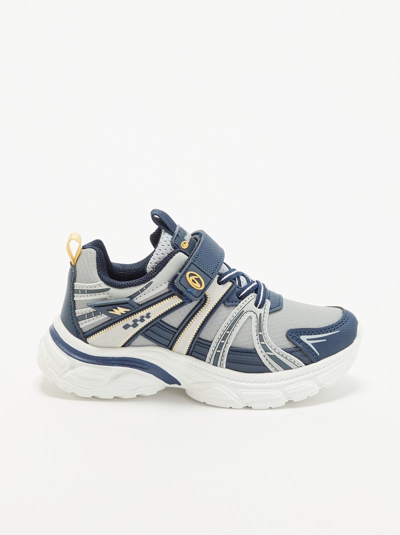 Sportsneakers met klittenbandsluiting en elastische veters Blauw - Kiabi
