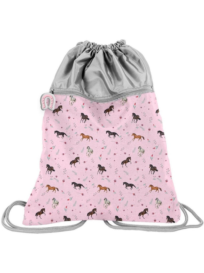 Sporttas voor kinderen PAARD met koorden type rugzak – 45 x 34 cm Roze - Kiabi