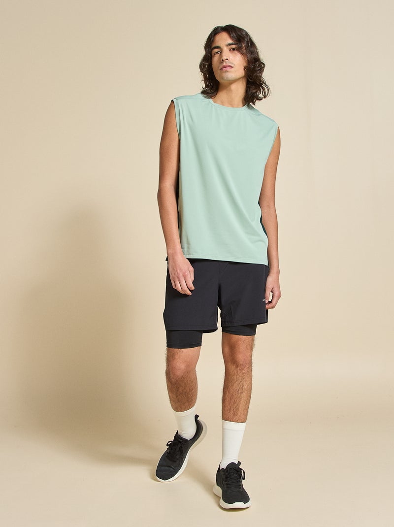 Sporttop met mesh aan de zijkanten - (ekstract) Groen - Kiabi