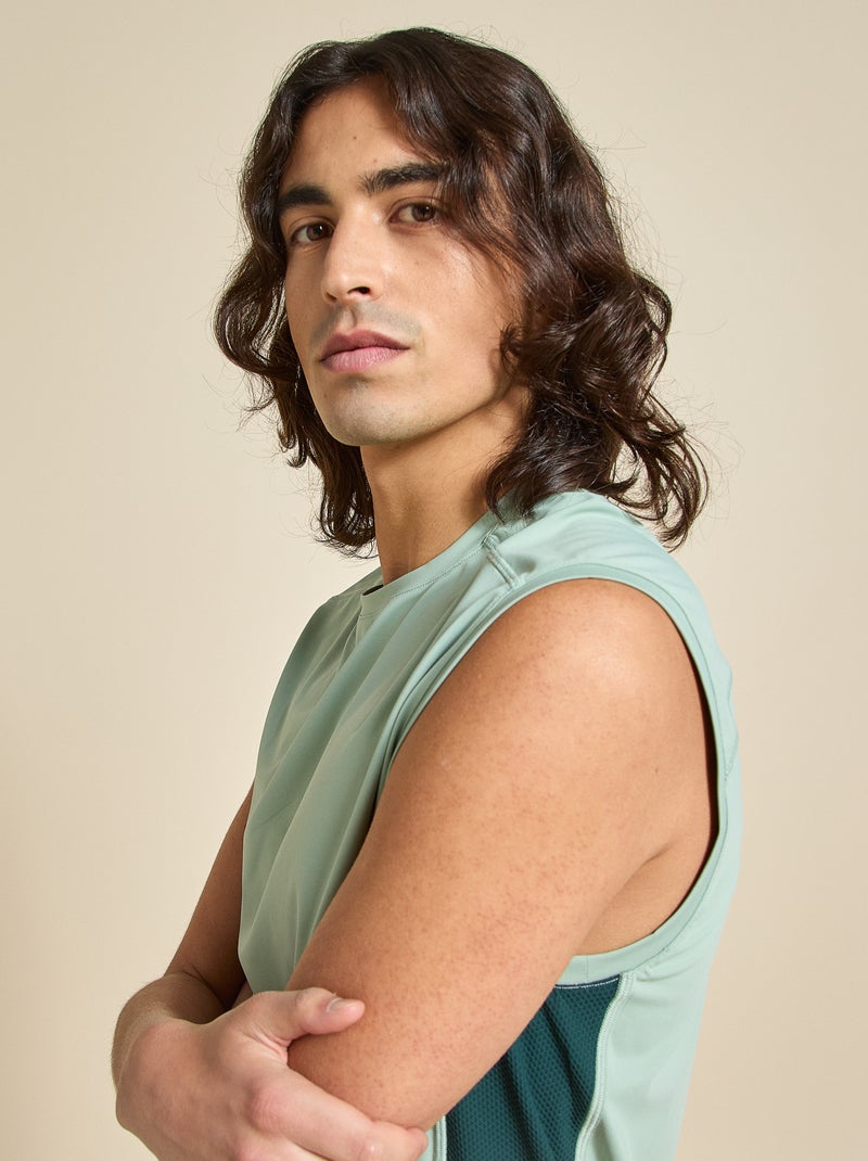 Sporttop met mesh aan de zijkanten - (ekstract) Groen - Kiabi