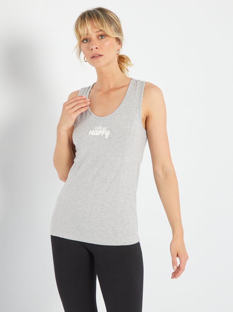 Sporttop van jersey grijs - Kiabi