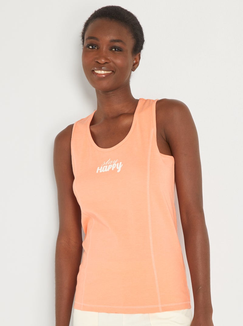 Sporttop van jersey oranje - Kiabi