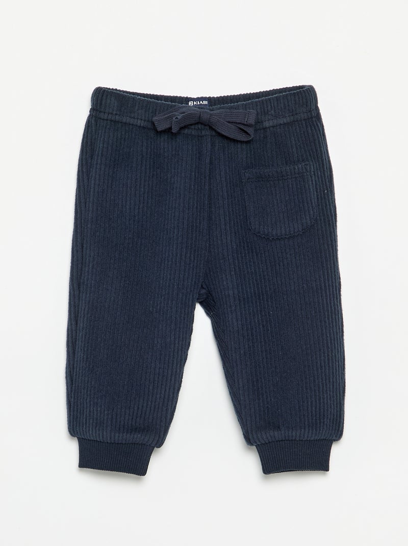 Sporttrainingbroek van geribde stof Blauw - Kiabi