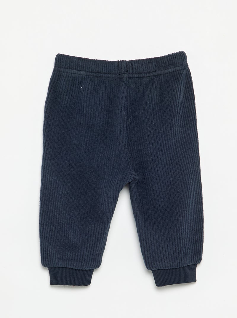 Sporttrainingbroek van geribde stof Blauw - Kiabi